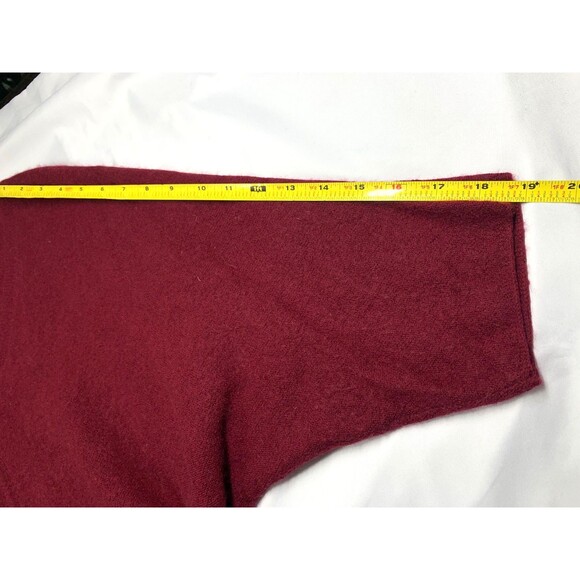 R LABEL V-Neck Sweater Wool Cashmere Burgundy Size L/XL Dolman Elbow Sleeve - Picture 6 of 9